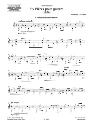 Œuvres pour guitare - Suites - Tansman Alexandre - Partition